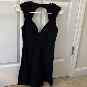 Black cut out back, sweetheart neckline mini dress